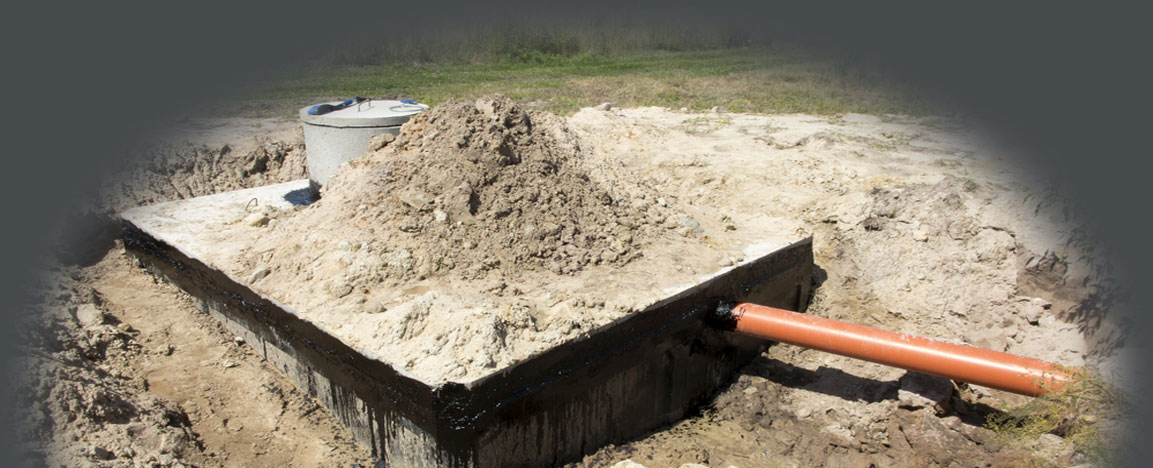 Newly installed septic tank getting ready covering